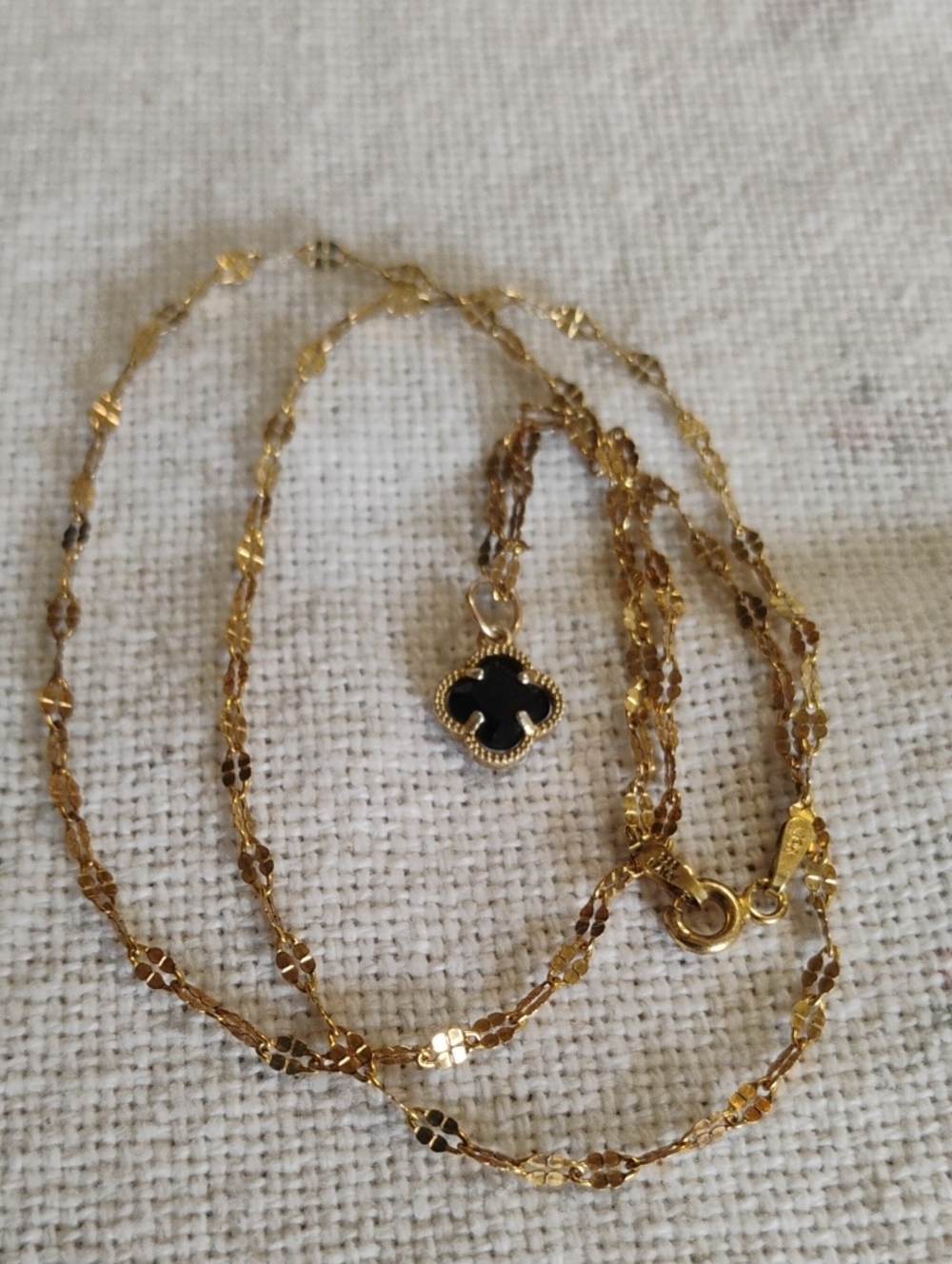 Gold Over Sterling Silver Black Stone Necklace - Picture 3 of 10